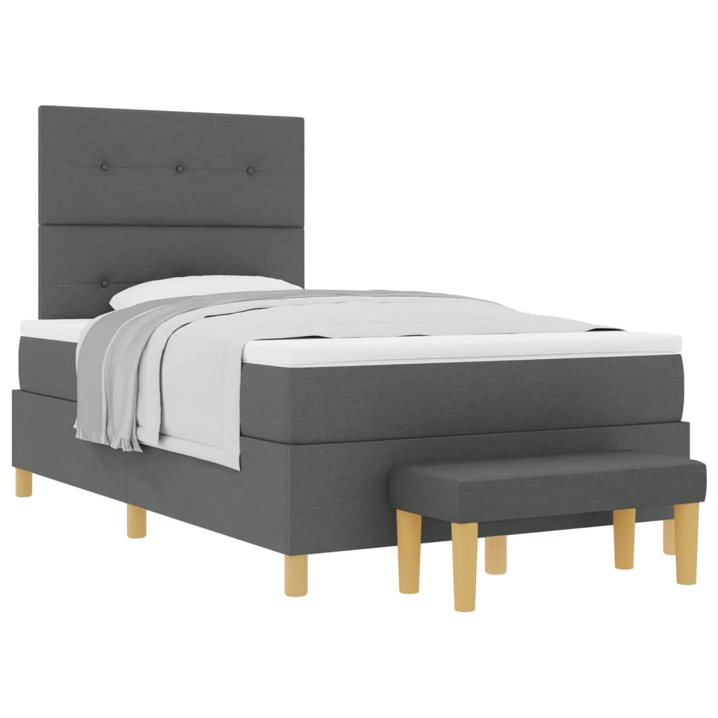 Letto a molle con materasso Grigio scuro 120 x 190 cm Tessuto 3344283