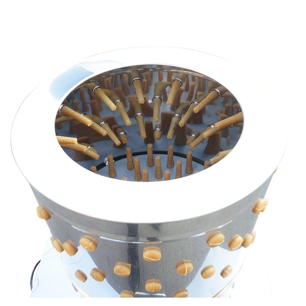 Spiumatrice per pollame in acciaio inox 1500W, 220V, capacità massima 4 polli, 157 dita, 180 giri/min, IP68.