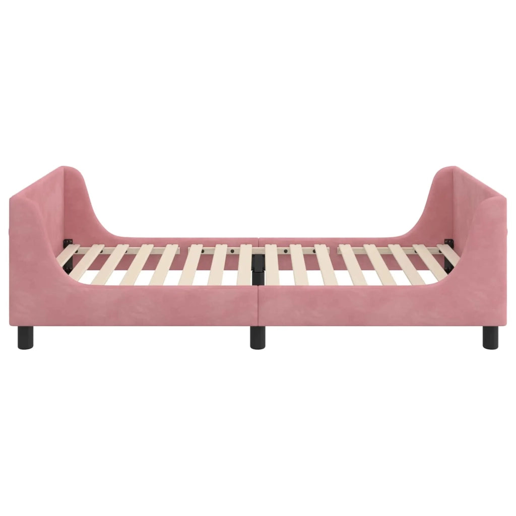Struttura letto bambini con testata-Giroletto per bambini Rosa 80 x 200 cm Velluto 305159