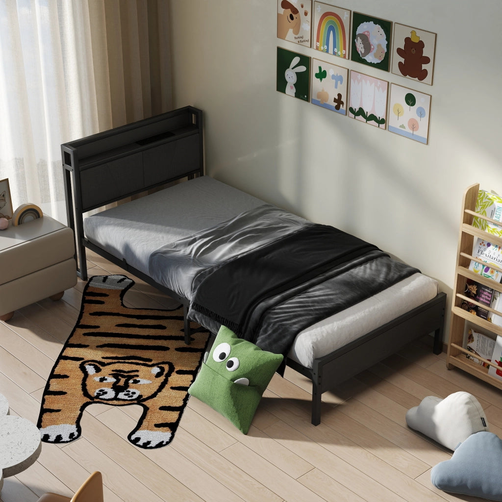Letto singolo 90x200 cm, colore nero