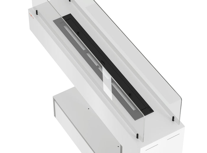 Camino a Bioetanolo da Pavimento 110x92 cm Spectrum Bianco con Vetro