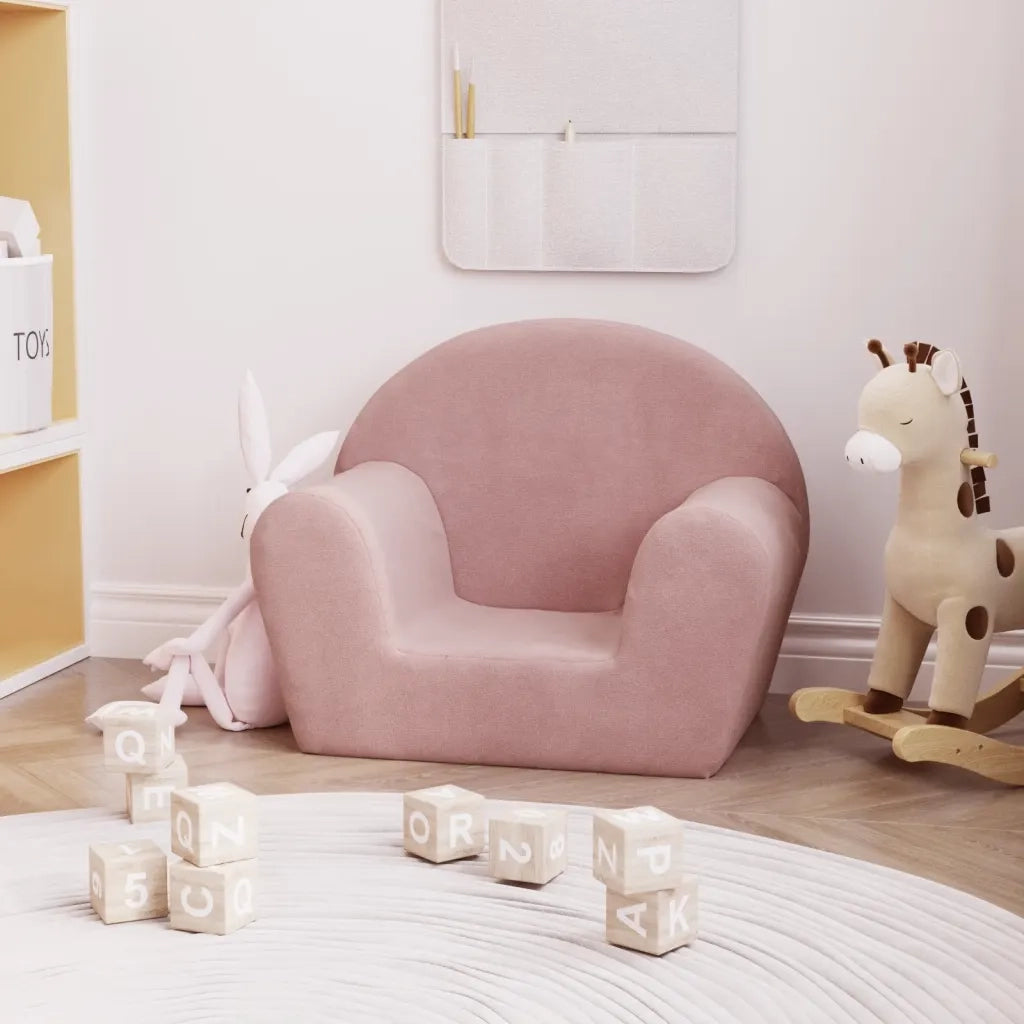 Divano per Bambini-Sofa-Divanetto rosa in morbido peluche 643387
