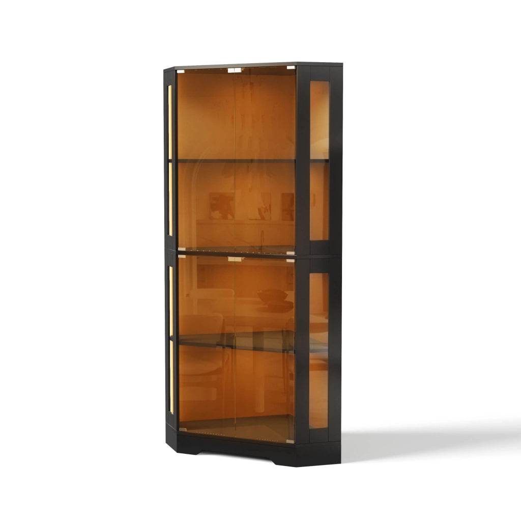 Credenza vetrina 40x40x165 cm con LED RGB; MDF; nero
