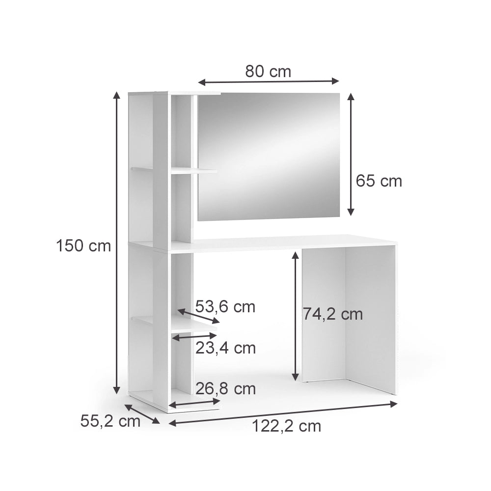 Vicco Tavolo da toilette Bianco 122.2 cm con specchio