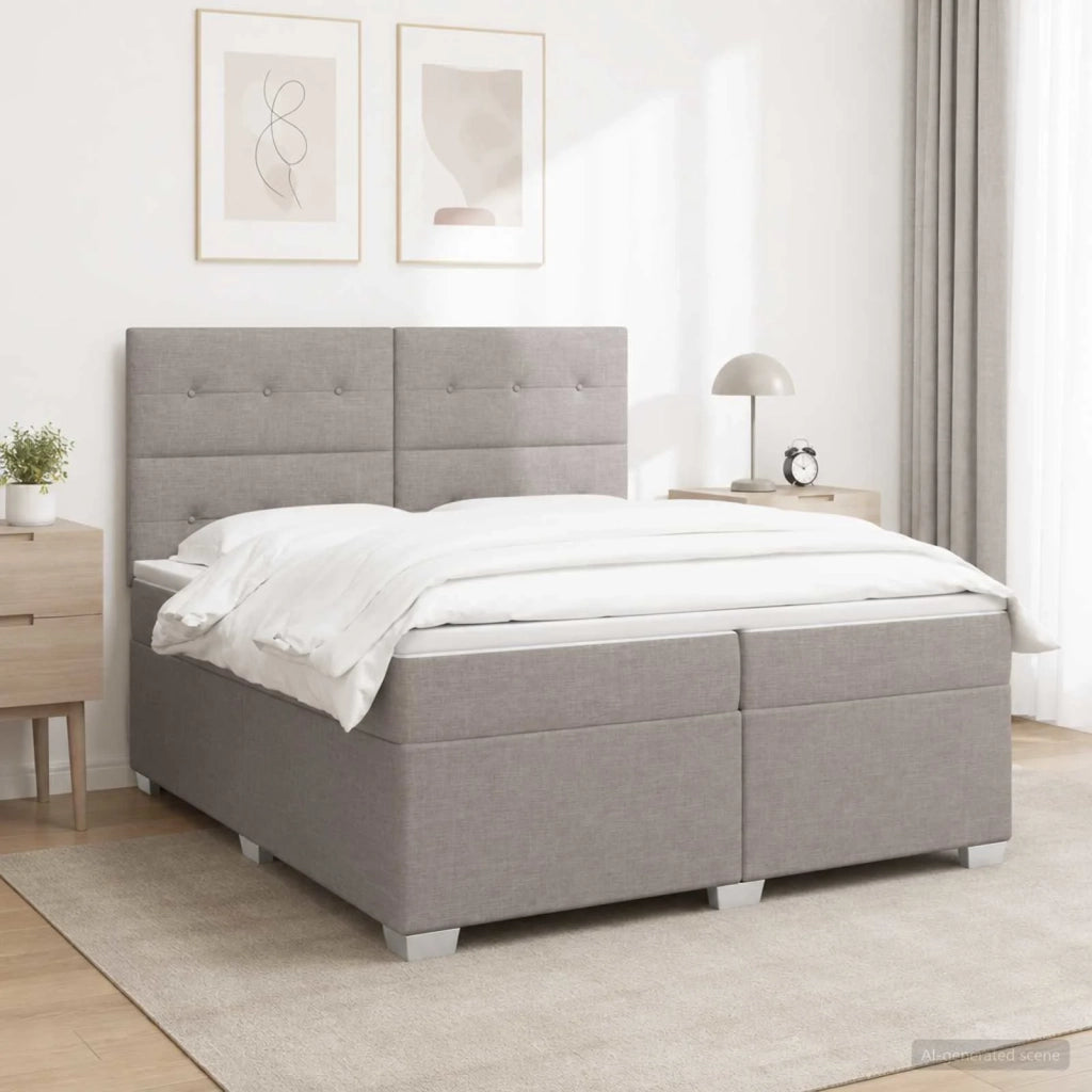 Letto box spring con materasso Tortora 200 x 200 cm Tessuto 3453490