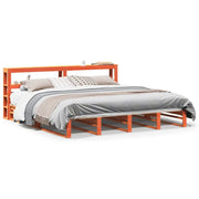 Letto matrimoniale | Letto per adulti | Giroletto con Testiera Marrone Cera 180x200 cm Massello Pino