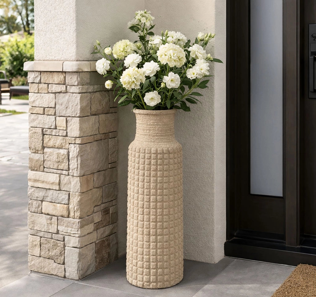 Vaso da Esterno Sand Ø28x110 cm in Resina Beige