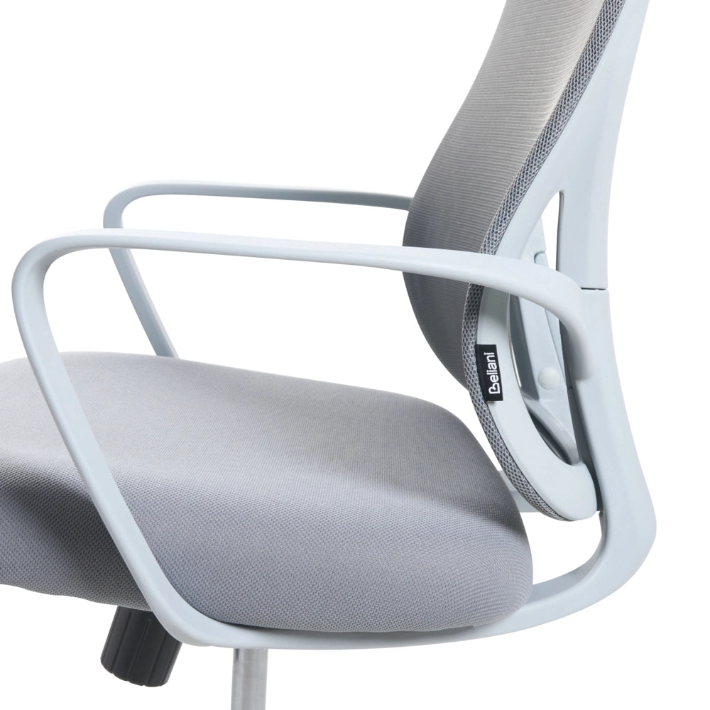 Sedia da ufficio in tessuto grigio chiaro rivestimento in rete girevole da scrivania per computer seduta regolabile schienale reclinabile