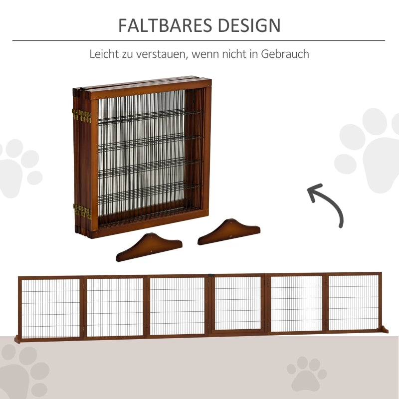 CANCELLETTO PER CANI Pieghevole 432 x 36 x 70 cm Legno di pino Acciaio Coffee
