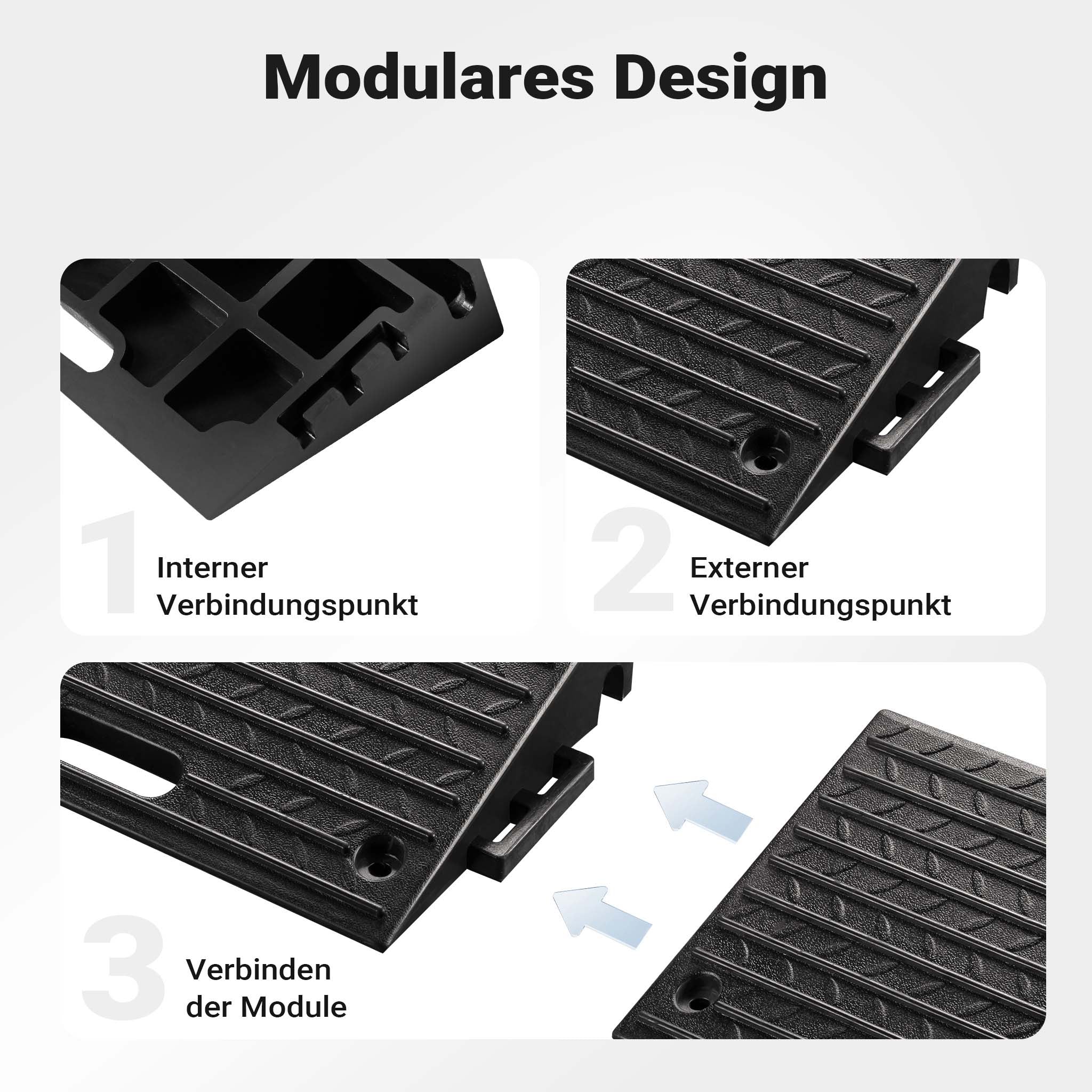 Rampa in gomma per marciapiedi e cordoli 500 x 315 x 107mm max 50 t antiscivolo, impilabile