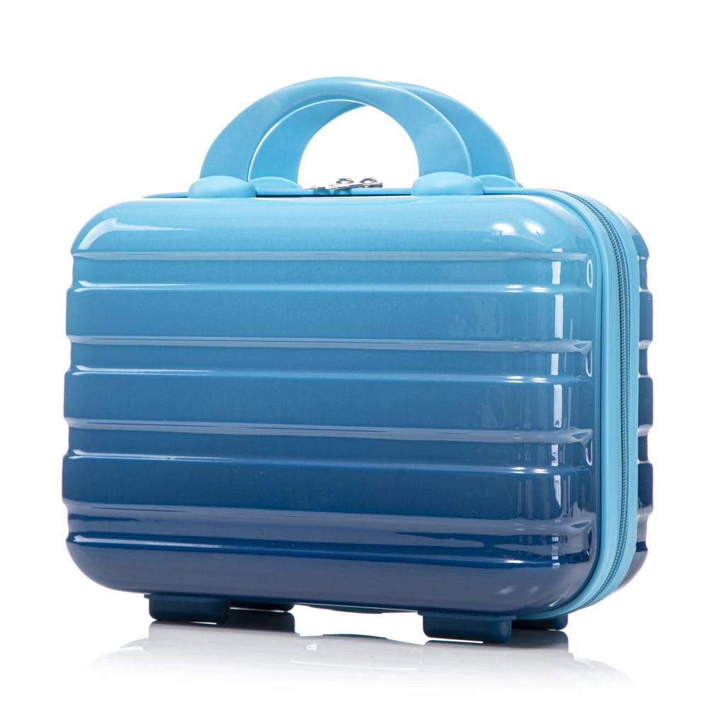 Set Valigie Rigide 2 Pezzi con Beauty Case; Guscio Impermeabile in PC; Bagaglio a Mano 20 Pollici Blu