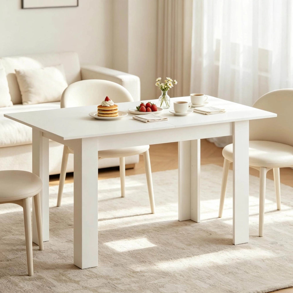 Tavolo da pranzo allungabile bianco 140-180x80 cm