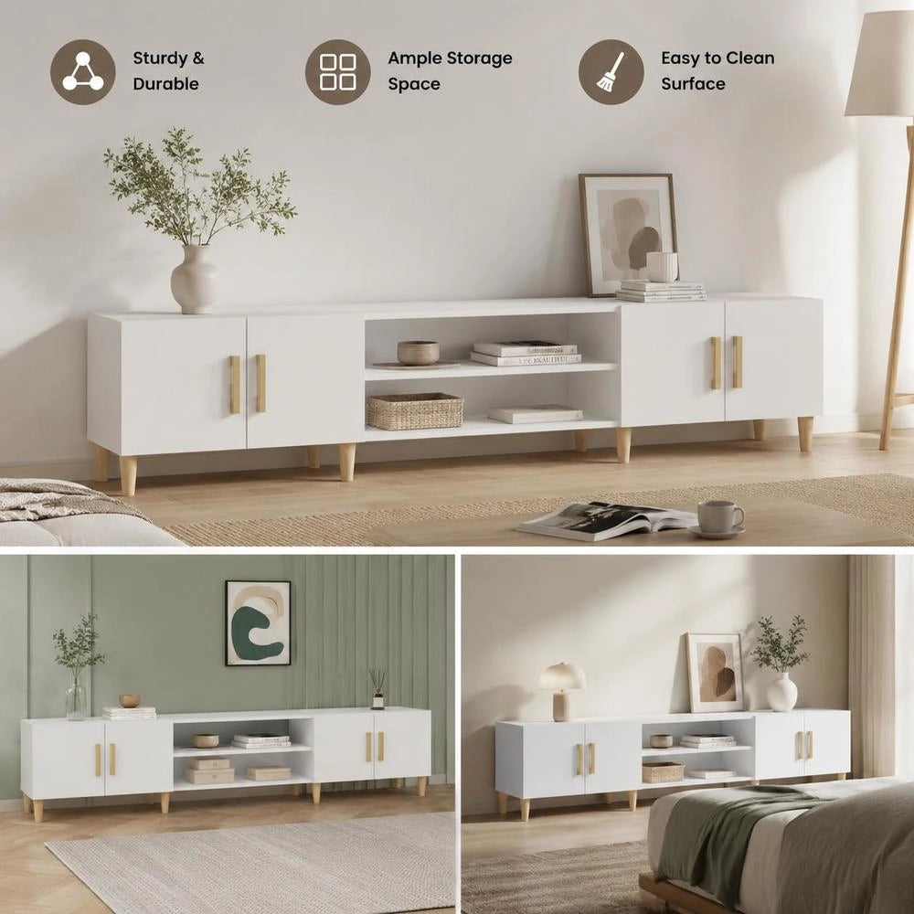 TV Cabinet White 180 X 31.5 X 40 Cm Wood-based Material