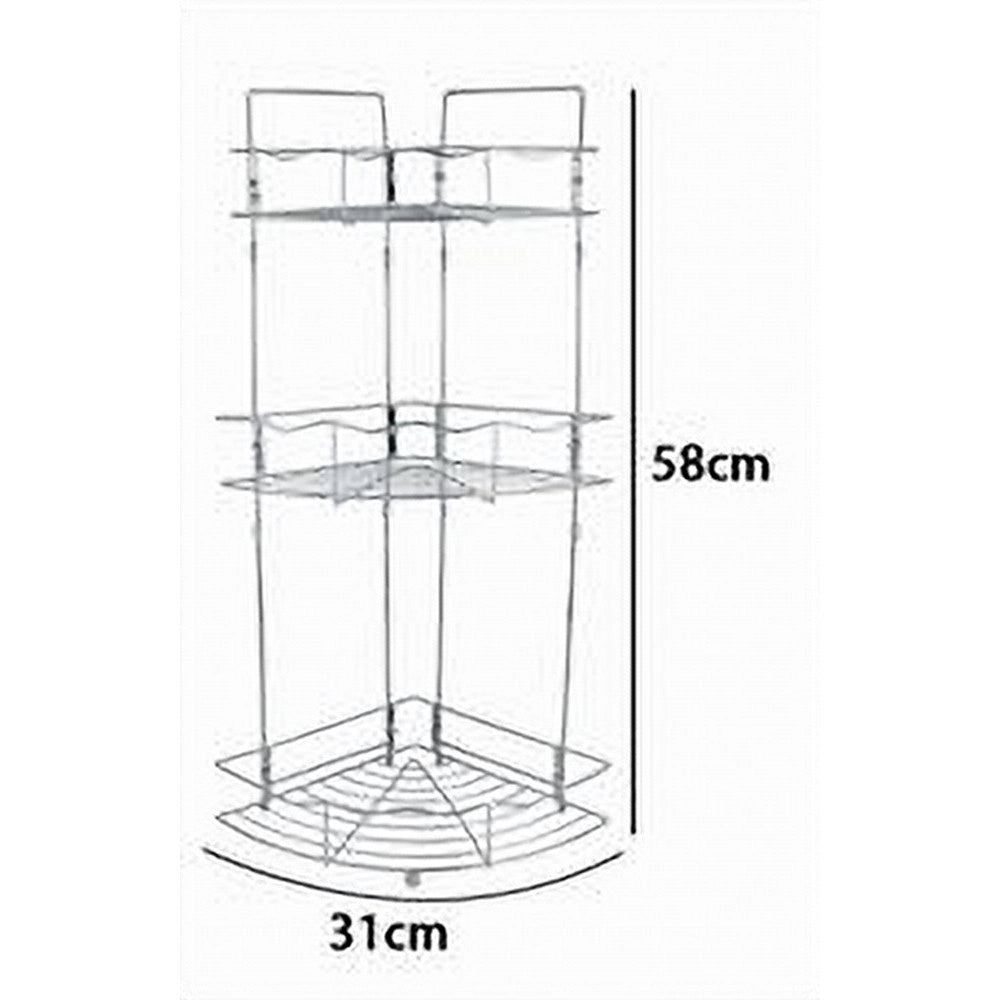Trade Shop - Mensola Angolare Doccia A 3 Ripiani Portaoggetti In Metallo Scaffale Bagno 59260 -