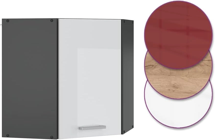 Mobile angolare da cucina R-Line, Bianco lucido, 57 cm, per la libera combinazione all'interno di sistemi cucina modulari