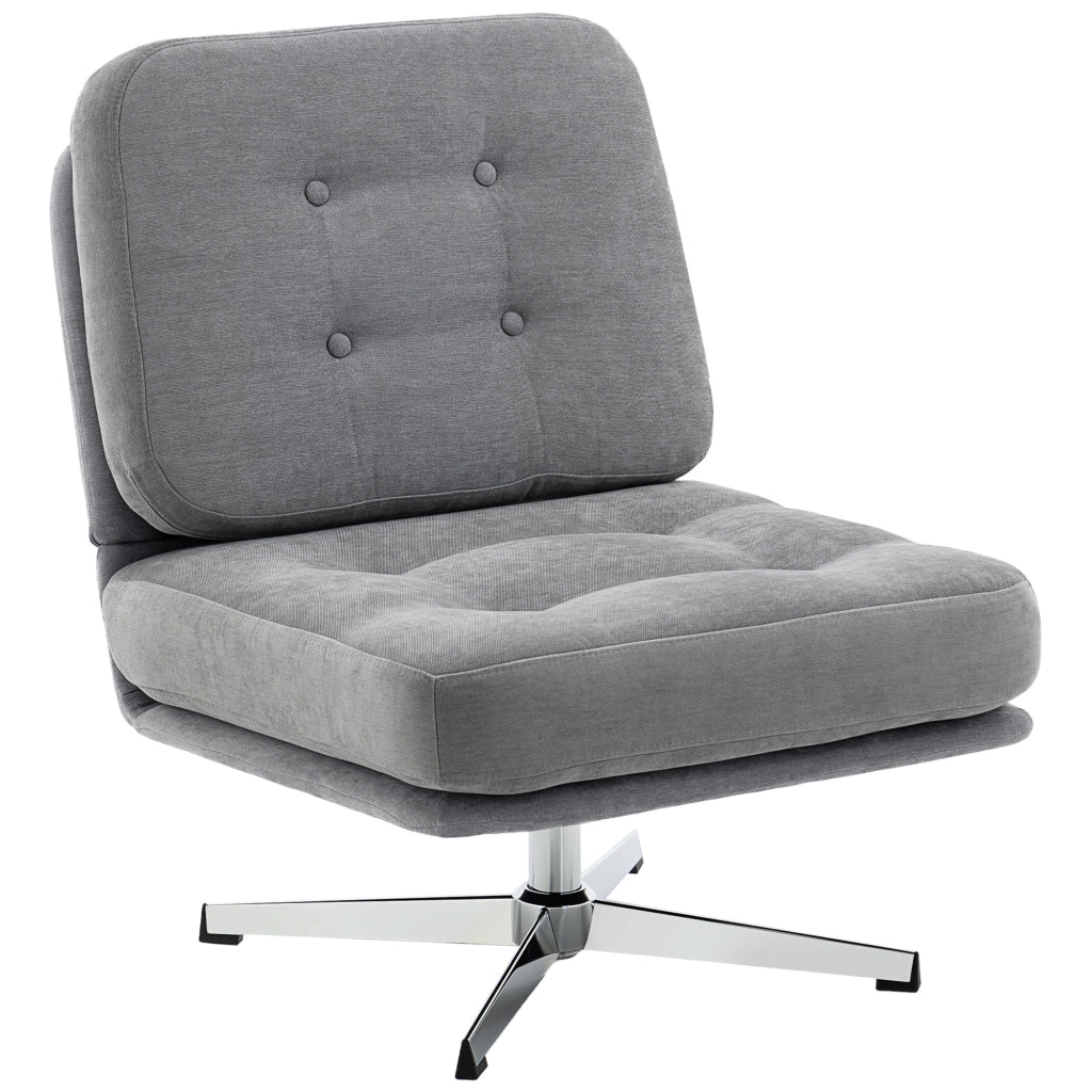 Poltrona girevole imbottita con cuscino e gambe in metallo ¨C zephmum ¨C grigio chiaro