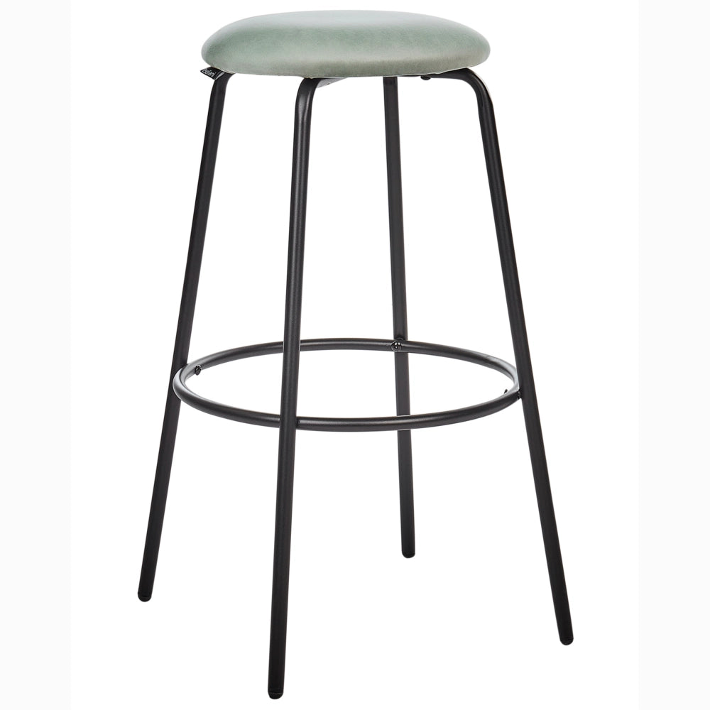 Set di 2 sgabelli da bar in velluto verde menta gambe in acciaio senza braccioli soggiorno salotto stile moderno