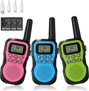 Radiocomunicatore portatile ricaricabile con portata di 3 km - batteria 1000 mAh - set di 3 con torcia VOX - per attività all'aperto, campeggio, escursioni