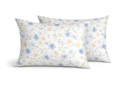 Coppia Federe Cuscino Letto Double Face 100% Cotone Disegno Primavera GI - Federe - Azzurro