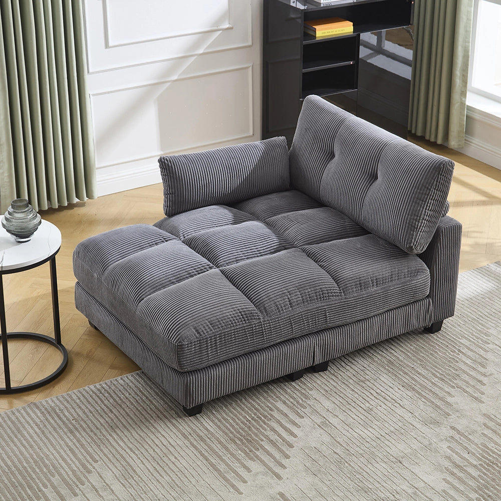 Poltrona Palm - Xylo - Cuscini rigati, portaoggetti, reclinabile, grigio