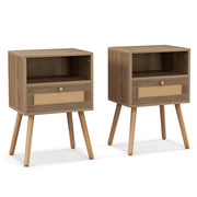 Set di 2 comodini in rattan 40 x 30 x 60,5 cm multifunzionali stile bohémien naturale finitura legno 20_0012507
