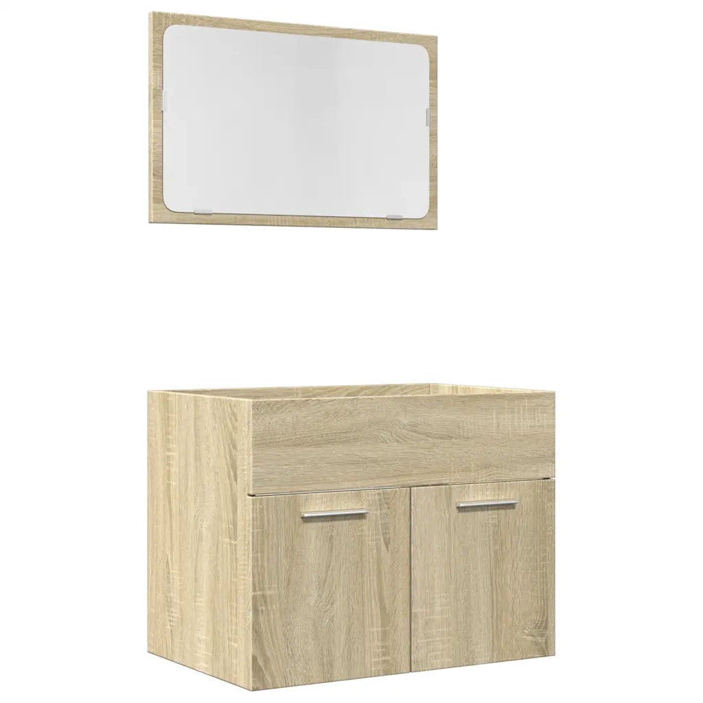 vidaXL Set Mobili da Bagno 2 pz Rovere Sonoma in Legno Multistrato