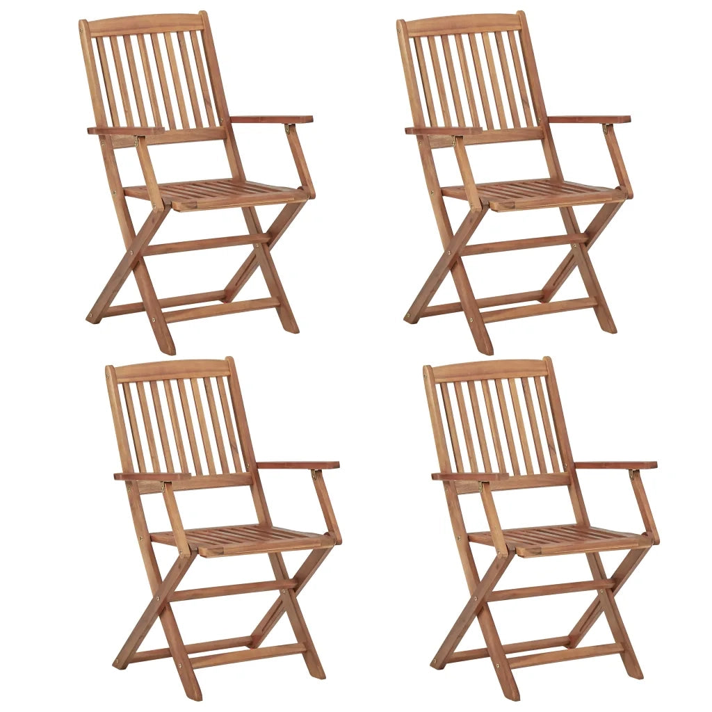 Sedie da Giardino Pieghevoli 4 pz con Cuscini Massello Acacia 3064631