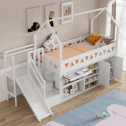 Letto a castello per bambini con scivolo e cassetti - Xylo - 90x200