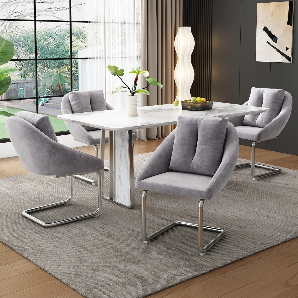 Set di 2 sedie girevoli in velluto grigio con struttura in metallo, design ergonomico per casa e ufficio