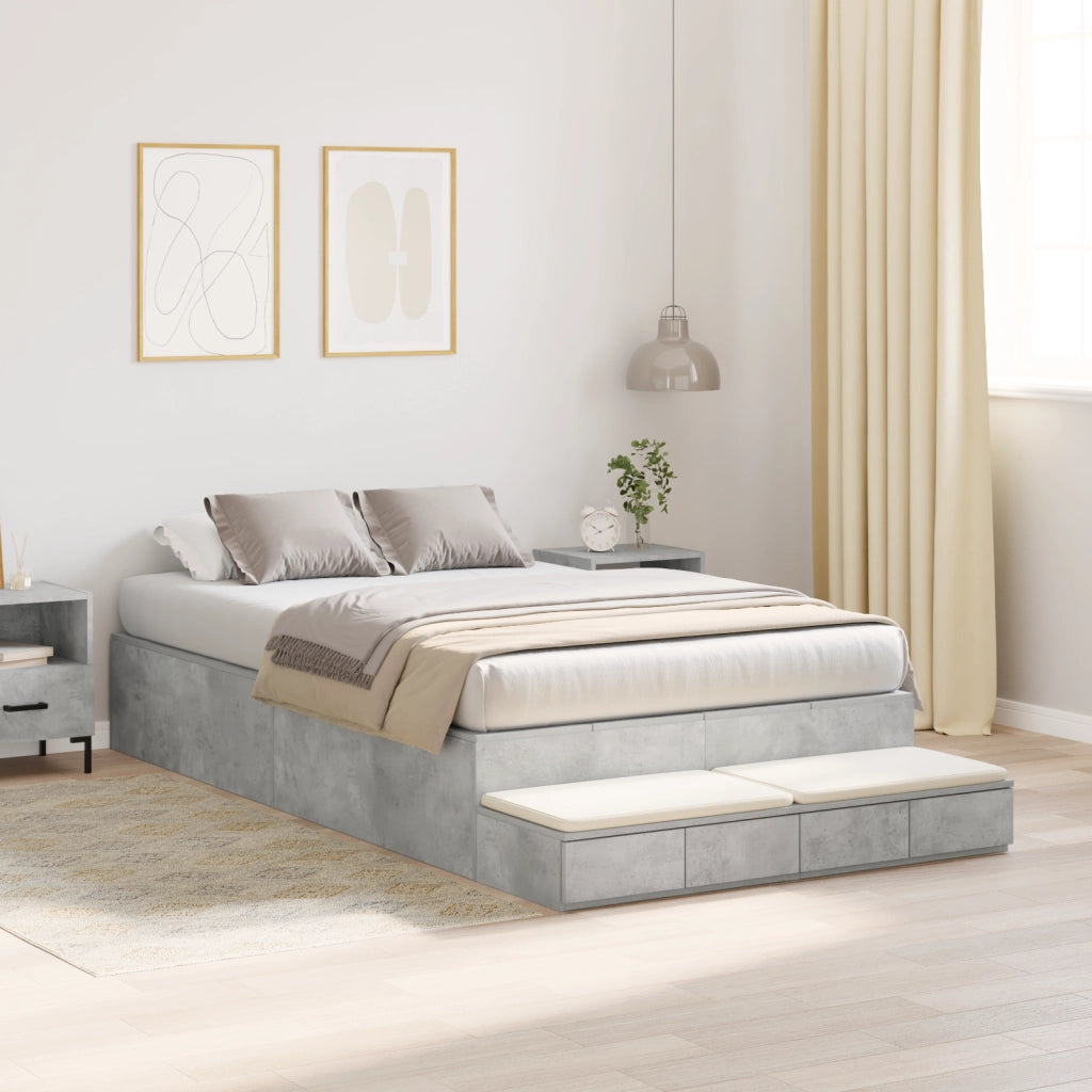 Struttura letto contenitore grigio cemento 120x190 cm
