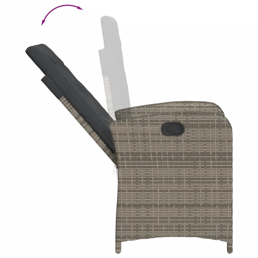 Set da Bistrò 3 pz con Cuscini Grigio in Polyrattan
