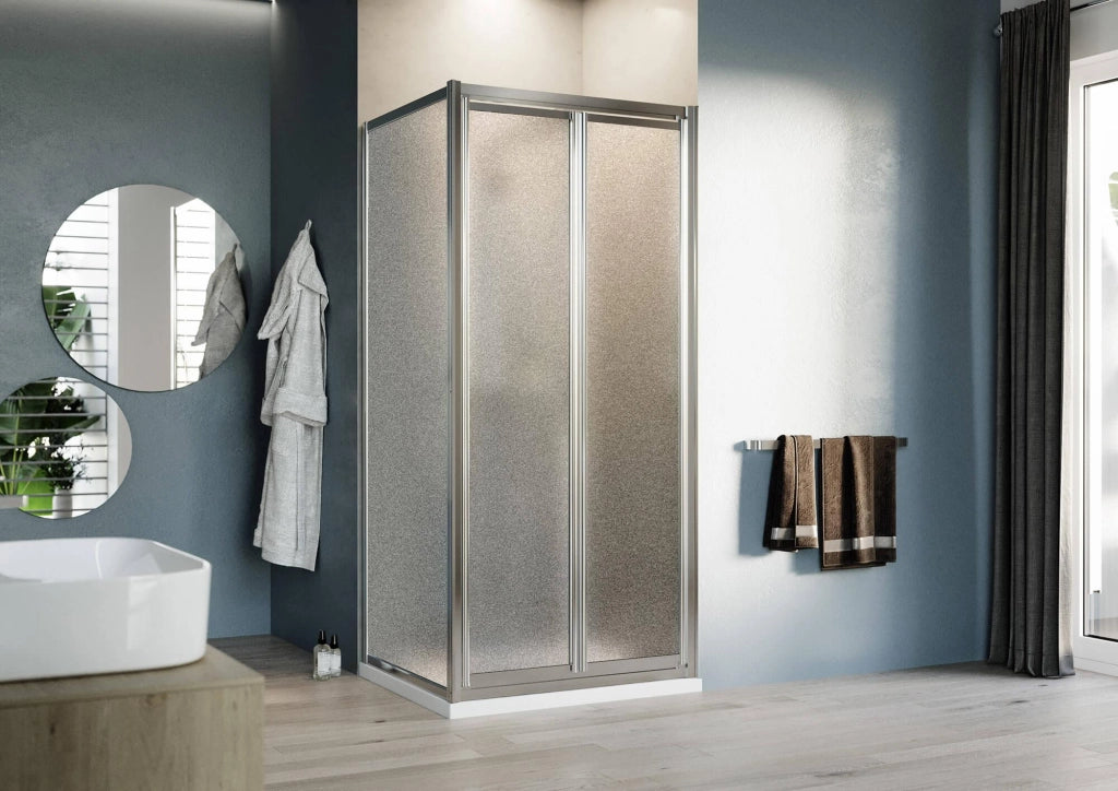 Box Doccia Angolare 90x90 cm 2 Ante Battenti in Cristallo Opaco 4-6mm H198 Fosterberg Maribo Duo