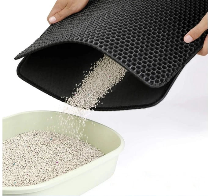 Tappetino per lettiera Valora igienico nero facile da pulire 60x45cm