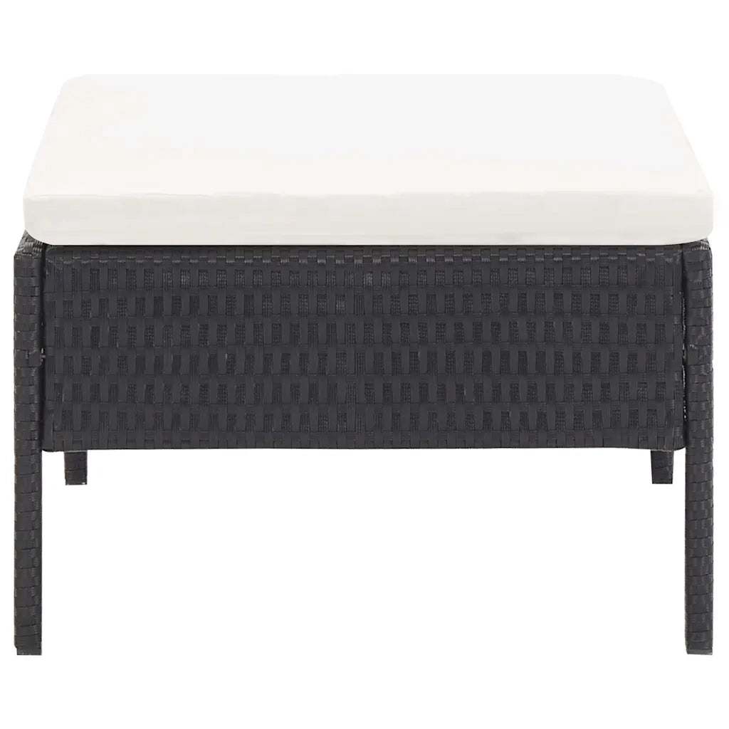 Set Divani da Giardino 5 pz con Cuscini in Polyrattan Nero 48944