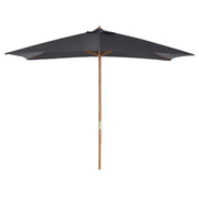 OMBRELLONE DA GIARDINO 2X3M IN LEGNO E BAMBÙ CON 8 STECCHE E COPERTURA IN POLIESTERE GRIGIO SCURO