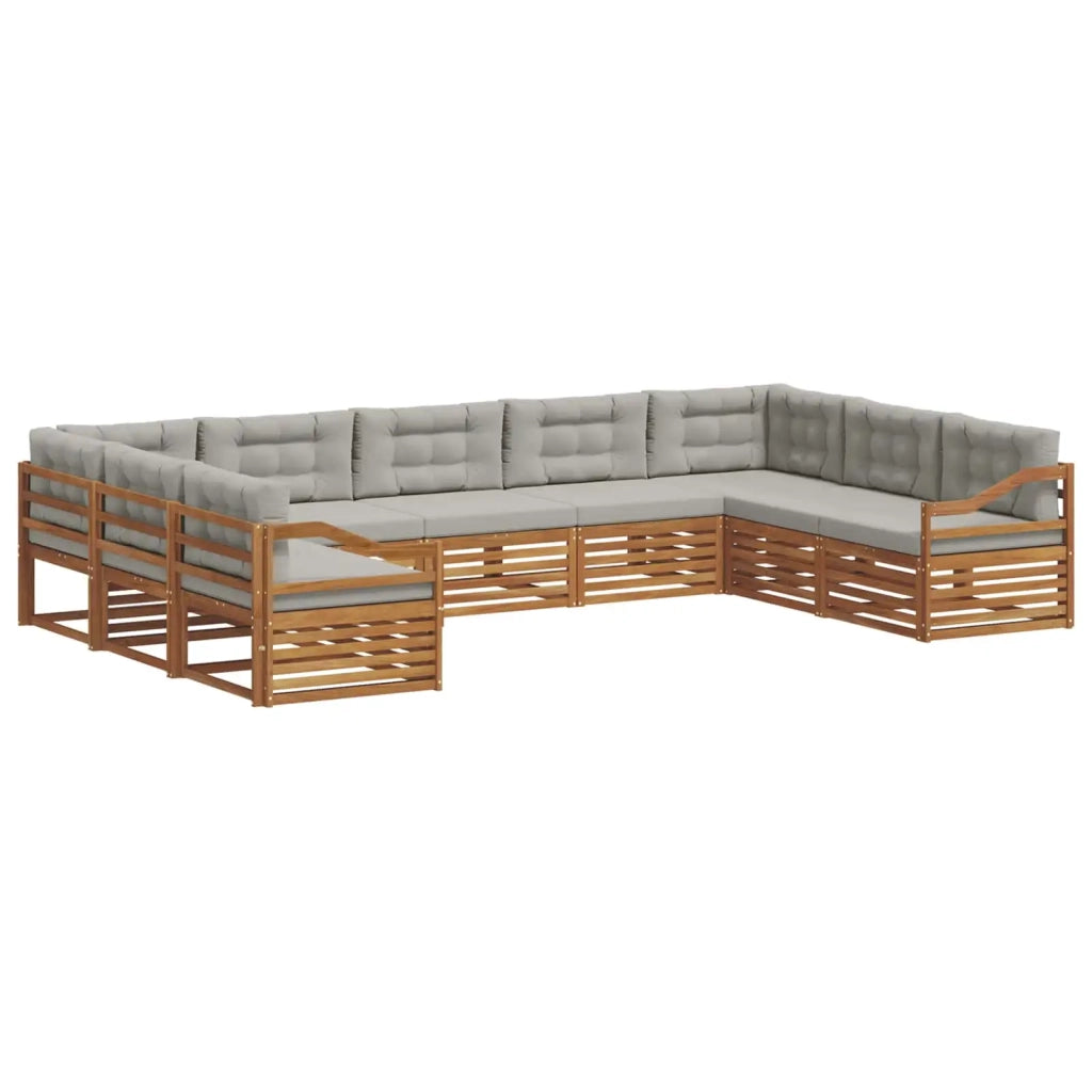 Set di divani da esterno 9 pcs Grigio Naturale e Chiaro