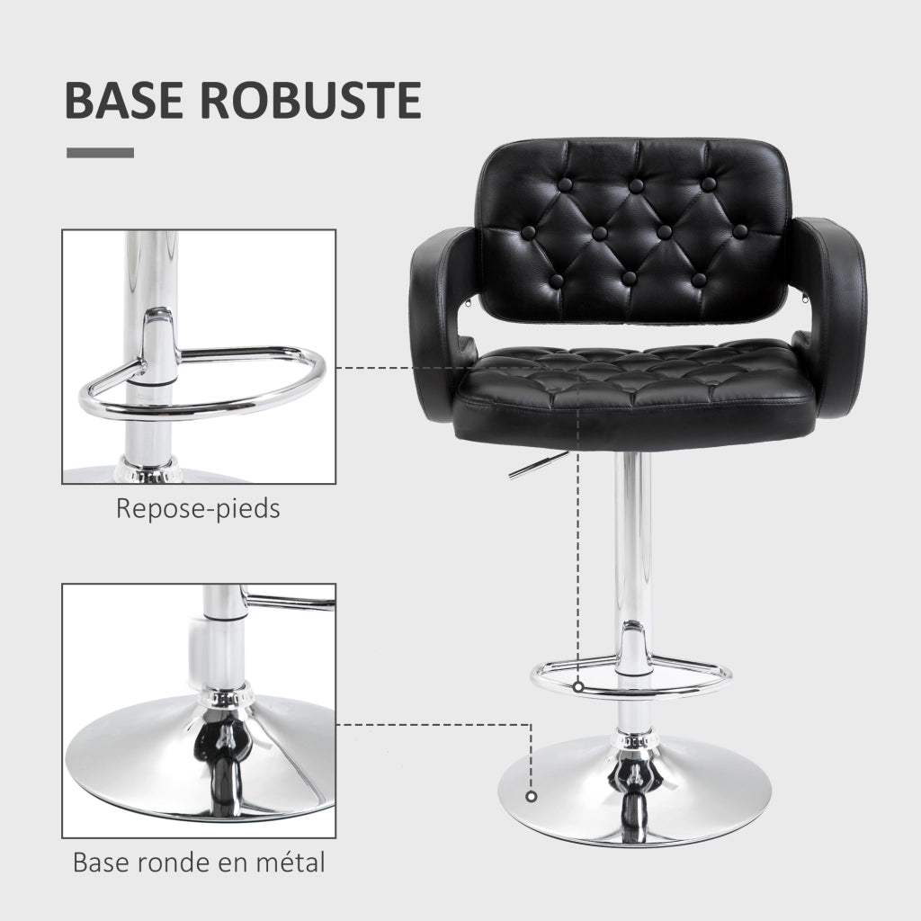 Sgabello da bar regolabile in altezza con schienale e poggiapiedi ¨C zephmum ¨C 61x50x93-113cm nero