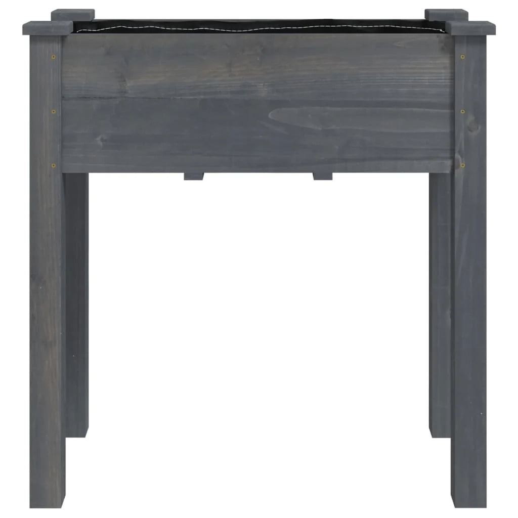 Fioriera rialzata per piante fiori terrazza giardino con rivestimento 71 x 37 x 76 cm legno massello di abete grigio 02_0038142