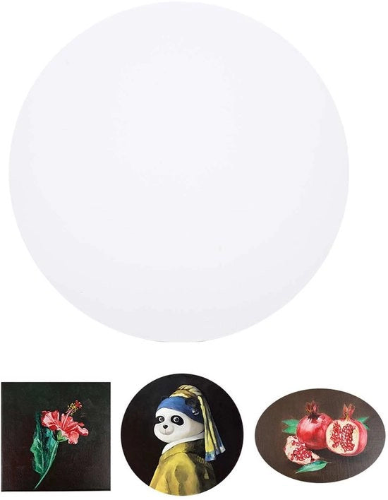 Scheda per pittura a rilievo a forma rotonda 40 cm - Tela per dipinto - Telaio di cotone - Adatto per vernice all'olio/acrilica - Tessuto fine - Buona resa cromatica