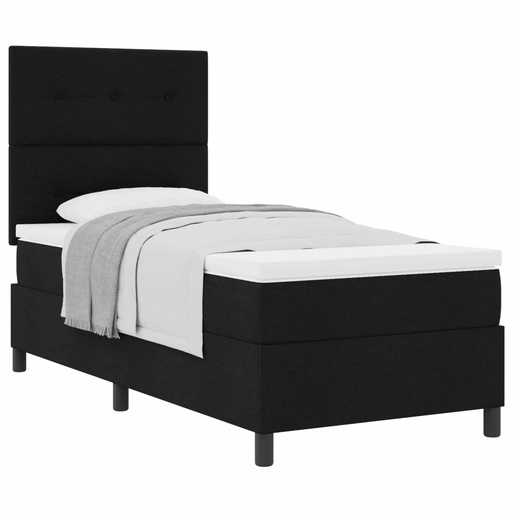 Letto a molle con materasso Nero 100 x 200 cm Tessuto 3339366