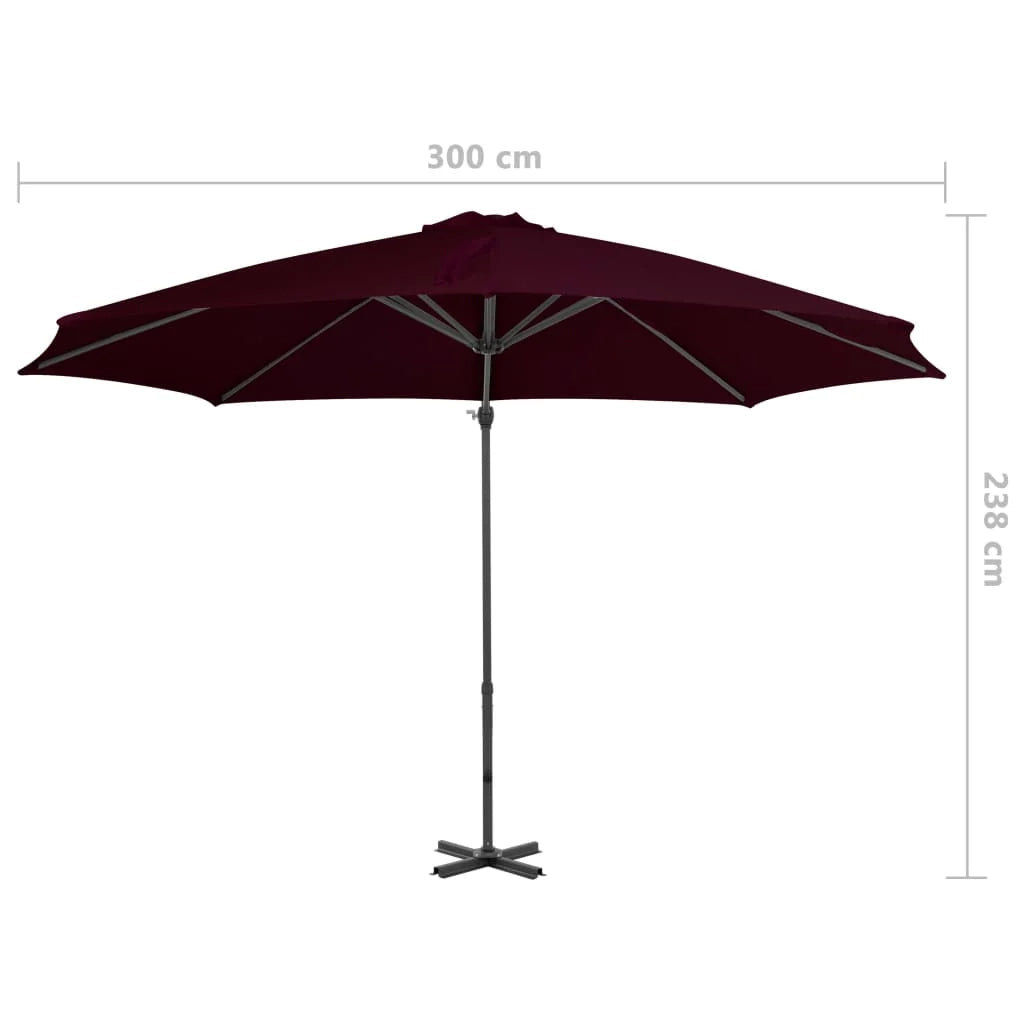 Ombrellone a braccio con palo in alluminio da 300 cm rosso bordeaux 02_0008499