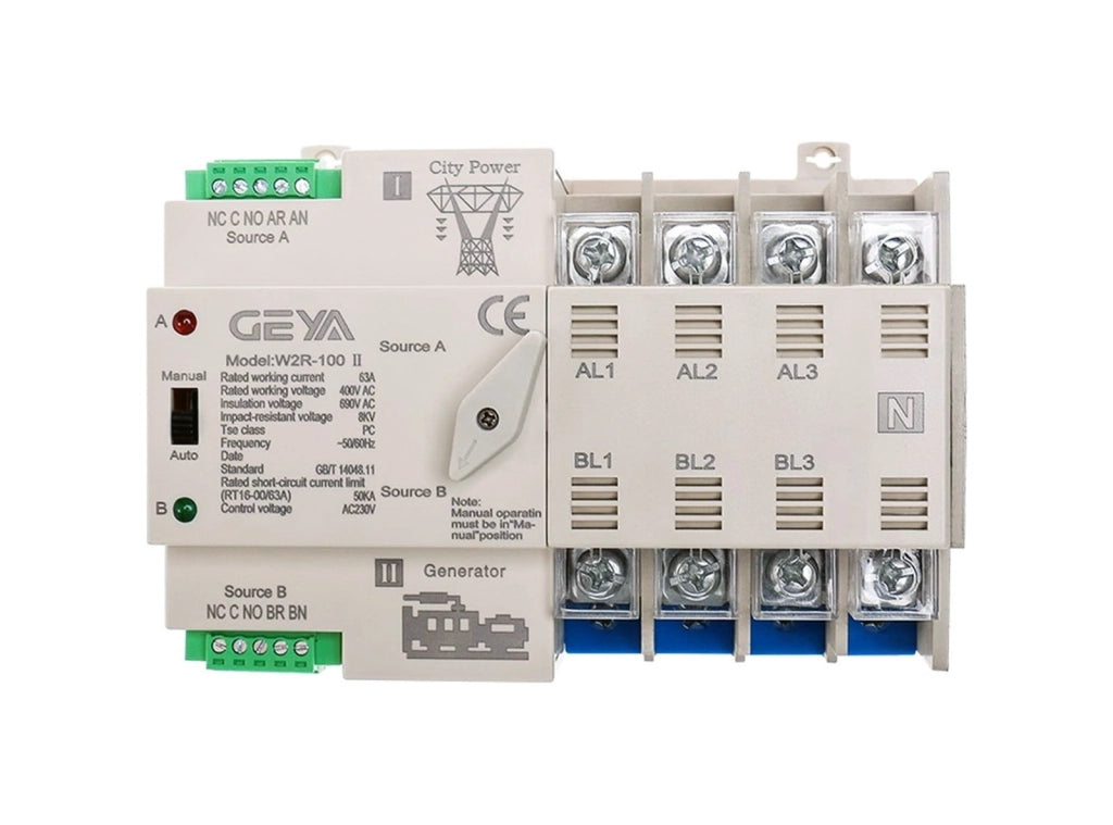 DIN Rail 4P ATS Switch Elettrico Manuale di Trasferimento 110V 220V Bobina Max 100A PC Tipo City Power al Generatore 1PC