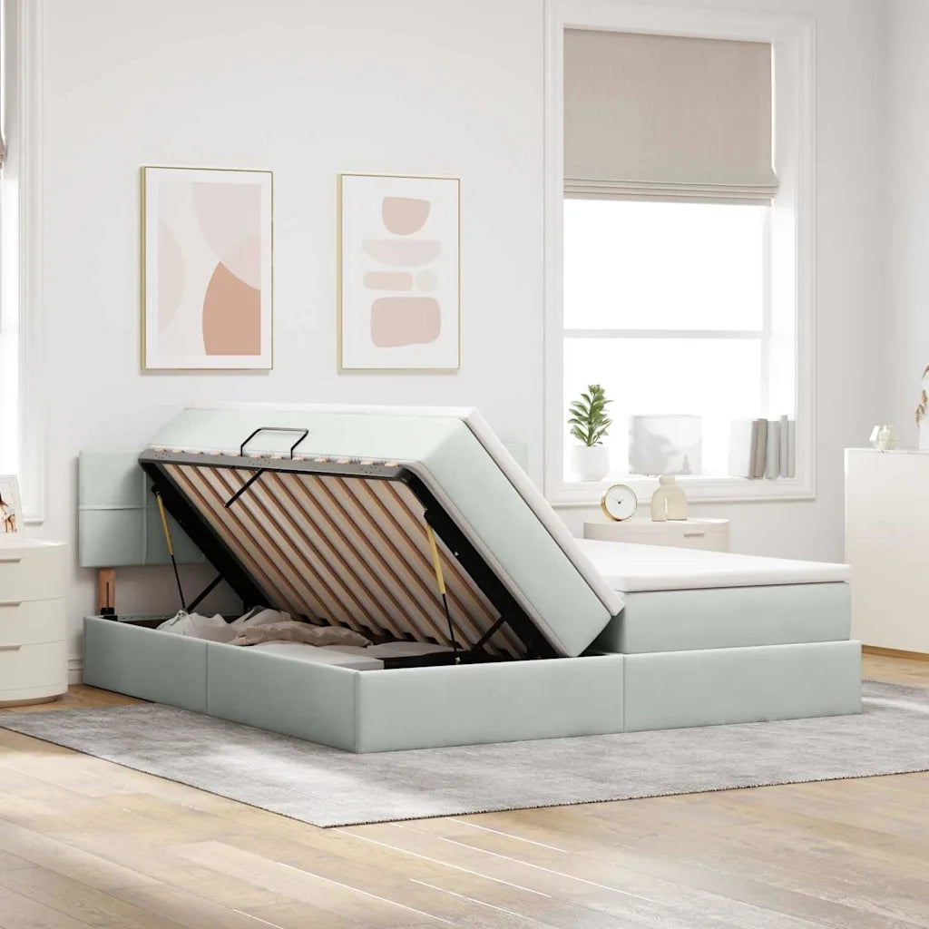Letto con testiera Grigio chiaro 180 x 200 cm Velluto