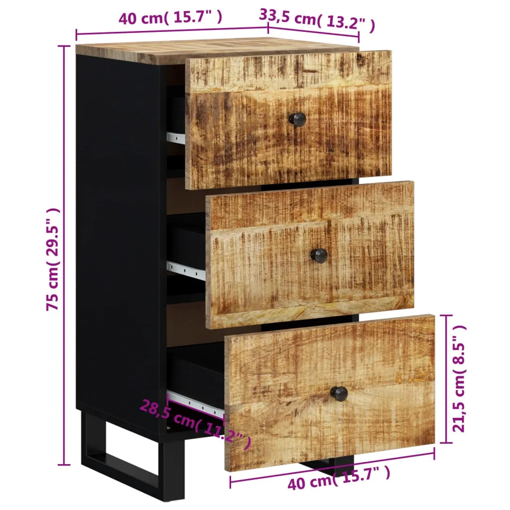 Credenza con 3 Cassetti 40x33,5x75 cm Legno Massello di Mango 352905