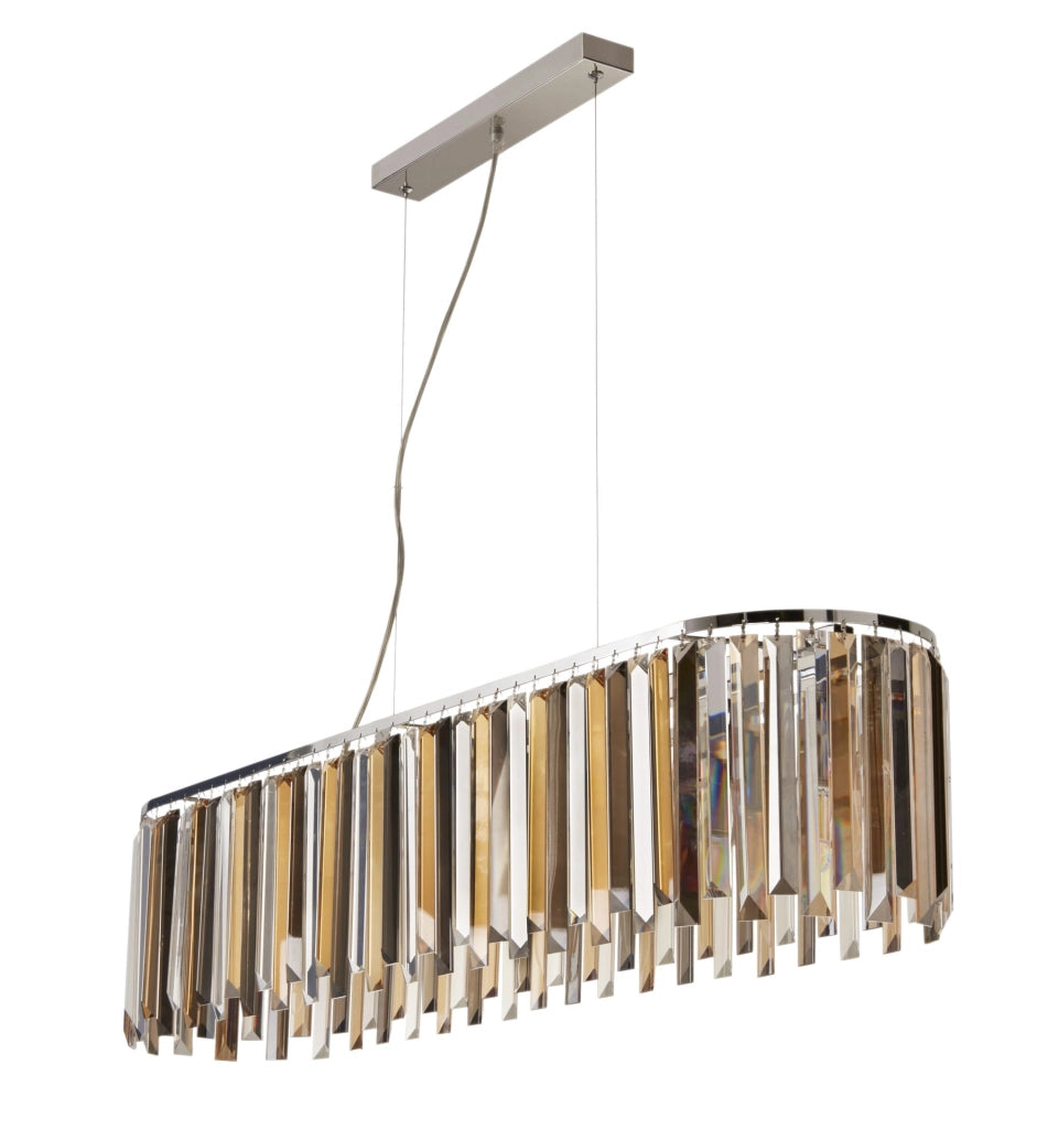 Lampadario Contemporaneo Clarissa Acciaio Cromo Vetro Bianco 8 Luci E14