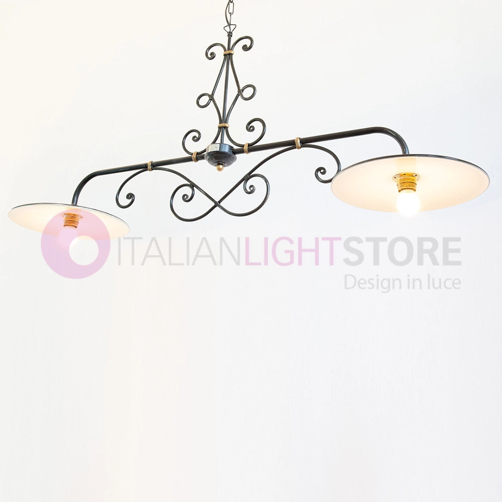 PIATTO Lampadario Bilanciere a 2 Luci in Ferro Smaltato Nero/Bianco