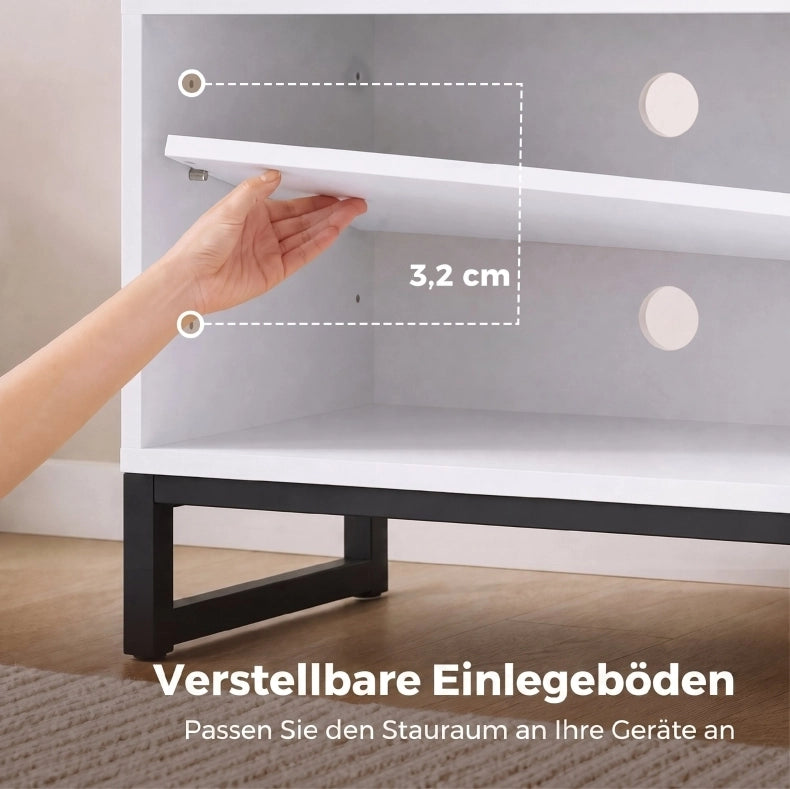 Mobile TV moderno 140 cm bianco e rovere con ripiani regolabili