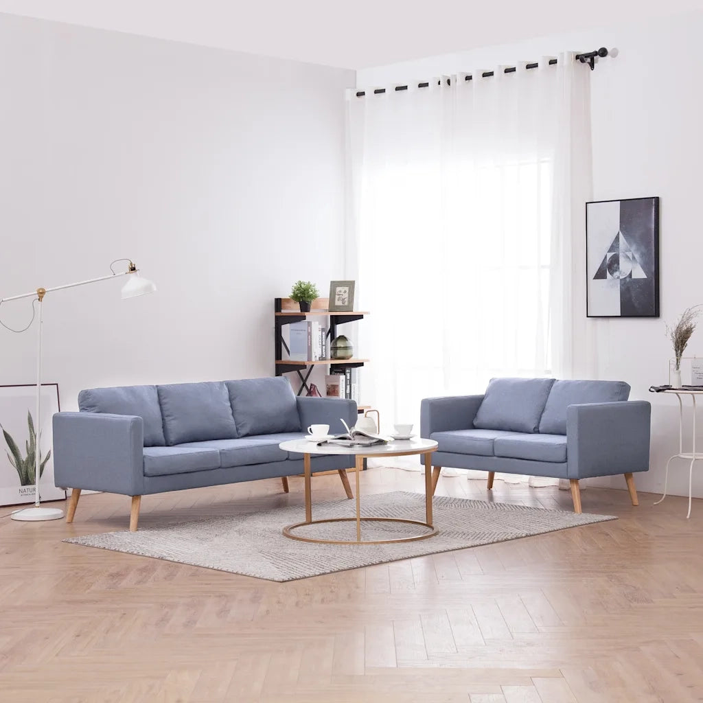 Set Divani a 2 e a 3 Posti in Tessuto Grigio Chiaro