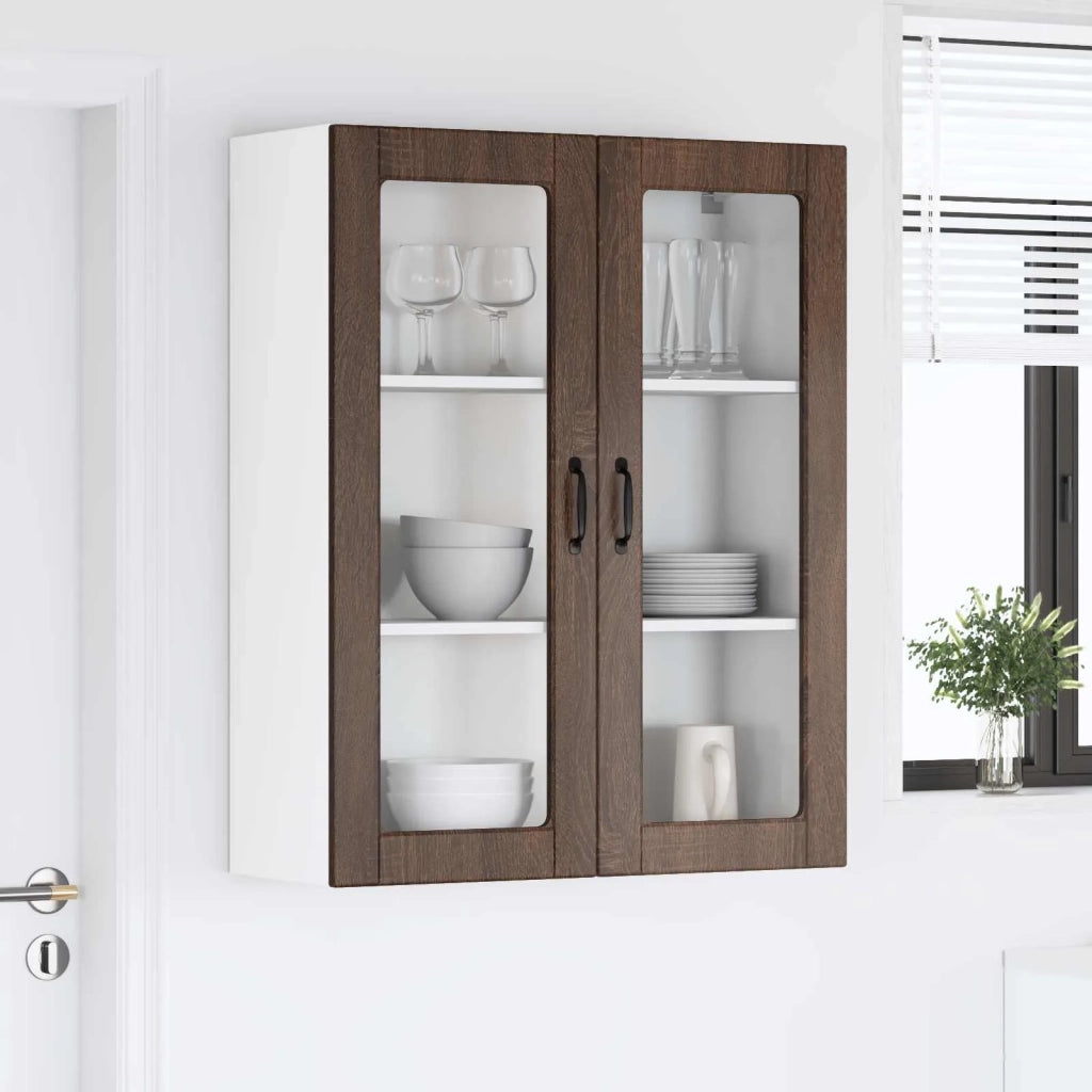 Mobile in vetro da parete LUCCA Rovere Marrone 80 x 31 x 100 cm 885162