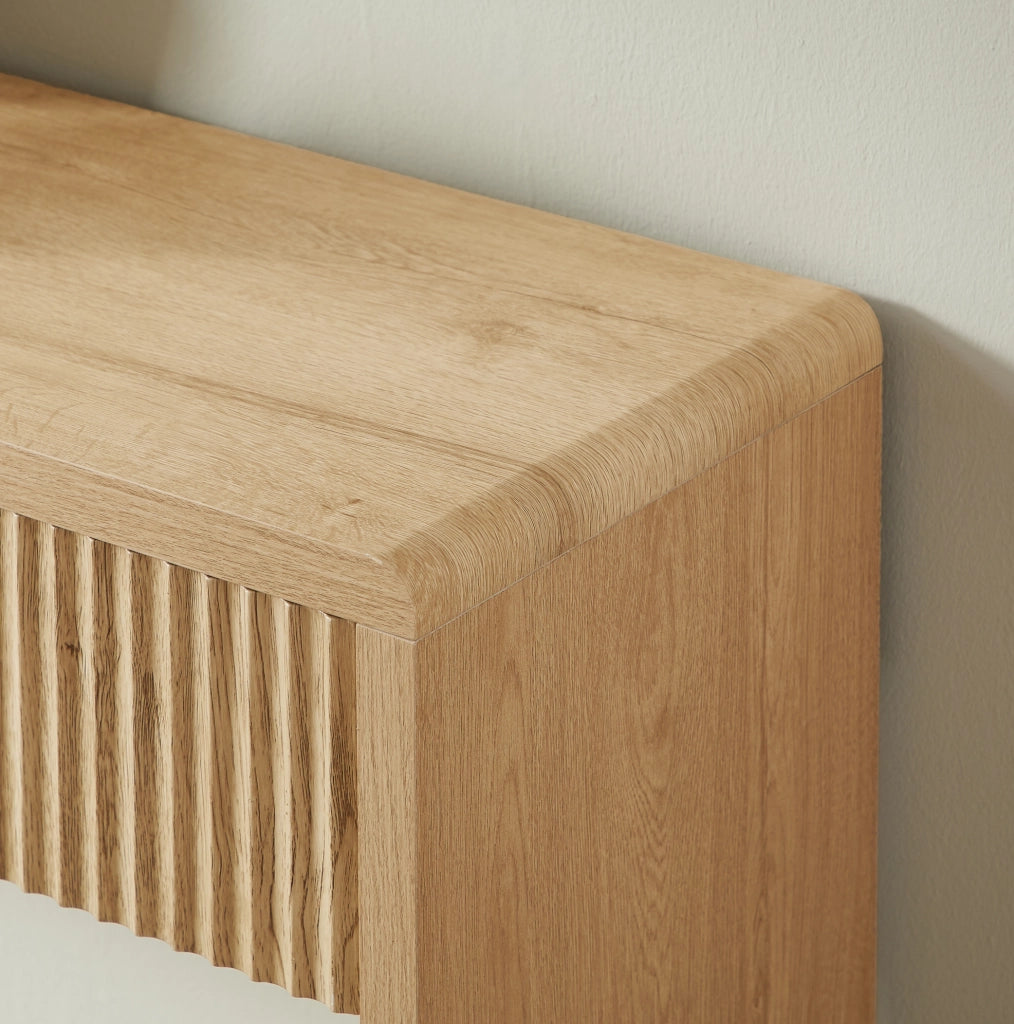 Consolle da ingresso 150x35x85 cm con 2 cassetti e ripiano aperto; naturale